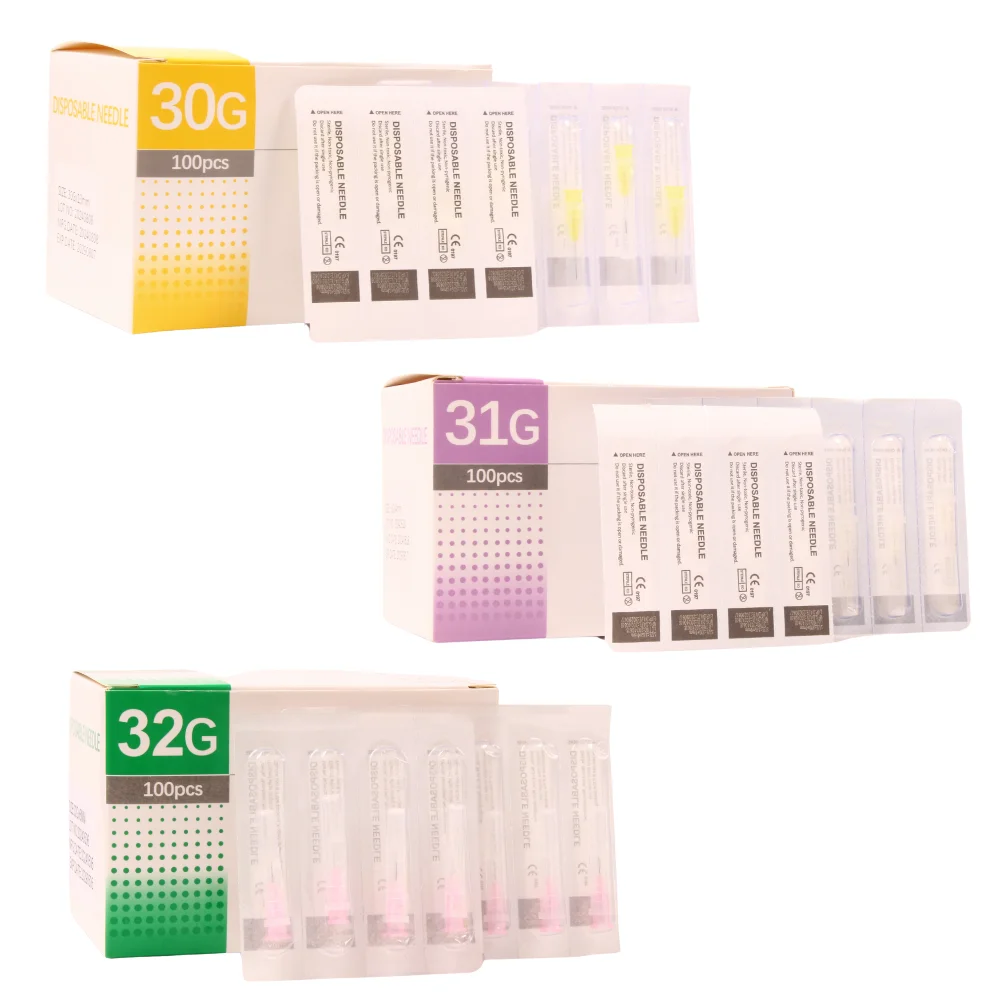 100pcs Tattoo Piercing Needles 4/6/8/13mm 1.5mm 2.5mm 30G 31G 32G 34G Painless Small Superfine Beauty Needle Eyelid Tool Parts