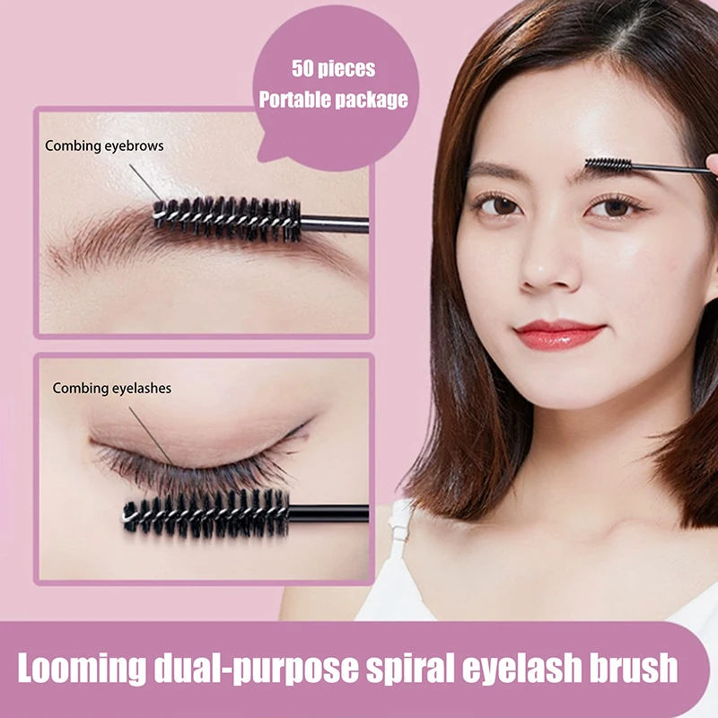 Aplicador de varita para rímel, herramientas de extensión de pestañas, cepillos de maquillaje de doble punta, cepillo de pestañas desechable, mango de plástico