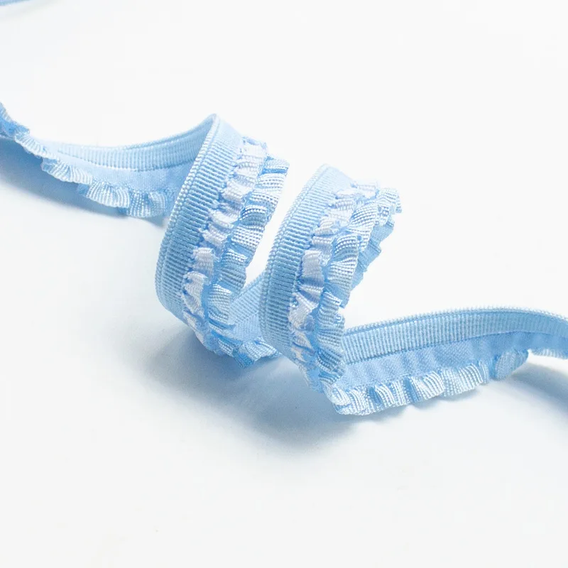 45Meters 12mm Ruffled Stretch Lace Band Bra Strap Elastic Ribbon for Sewing Underware Garment Decoration DIY Craft Accessories
