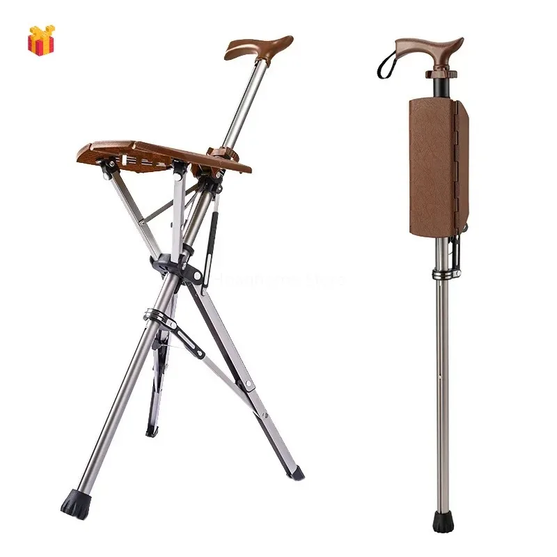 Elderly Rest Hand Stool Light Multifunctional Non Slip Portable Stools Beach Camping Chair Outdoors Folding Crutch Chair