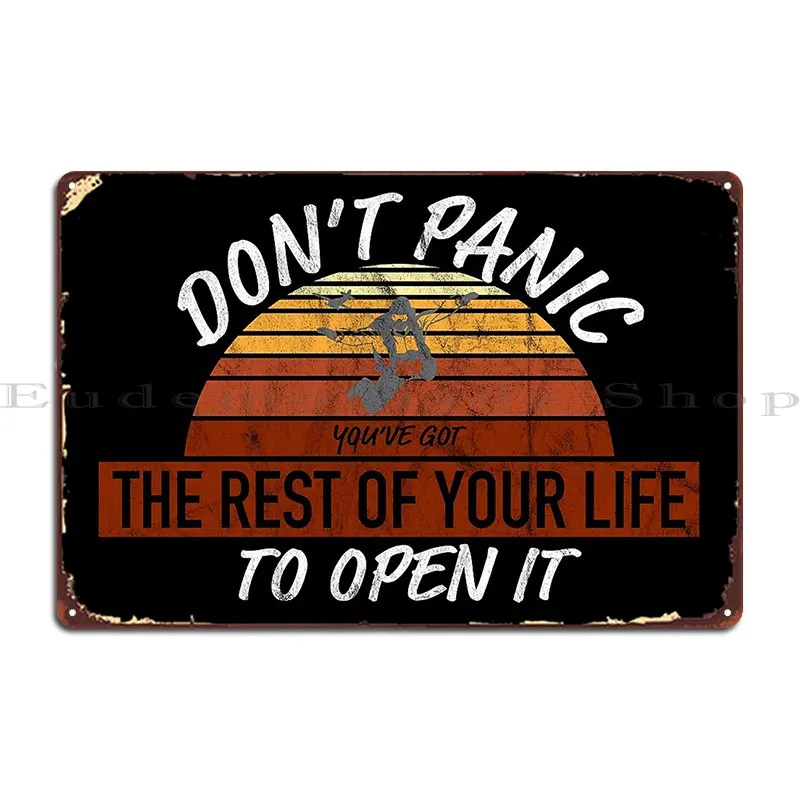 Dont Panic Funny Skydiving Metal Plaque Poster Party Cinema Designs Club Painting Tin Sign Poster