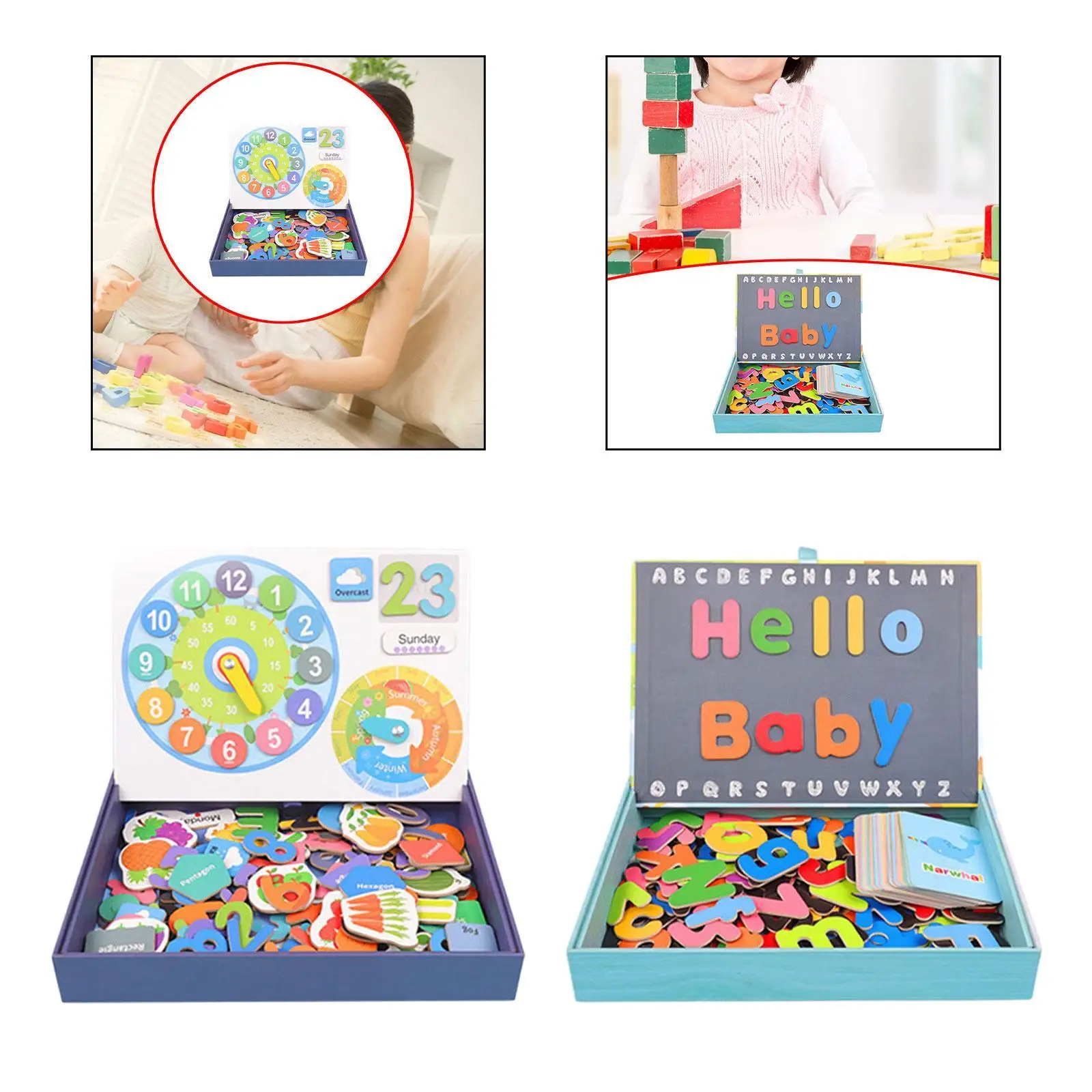 Wooden Puzzle Board Toy Language Teaching with Box Early Learning Toy for Children Boys Girls Kids Toddlers Birthday Gift