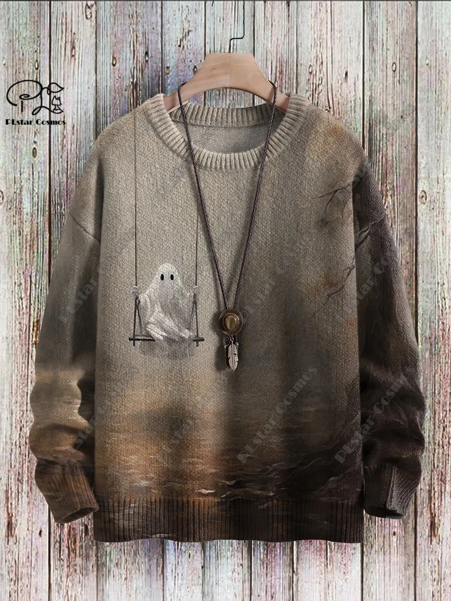 3d gedruckte Halloween-Serie gruseliges Geister muster hässlicher Pullover Straße lässig Winter pullover warme neue Produkt W-1