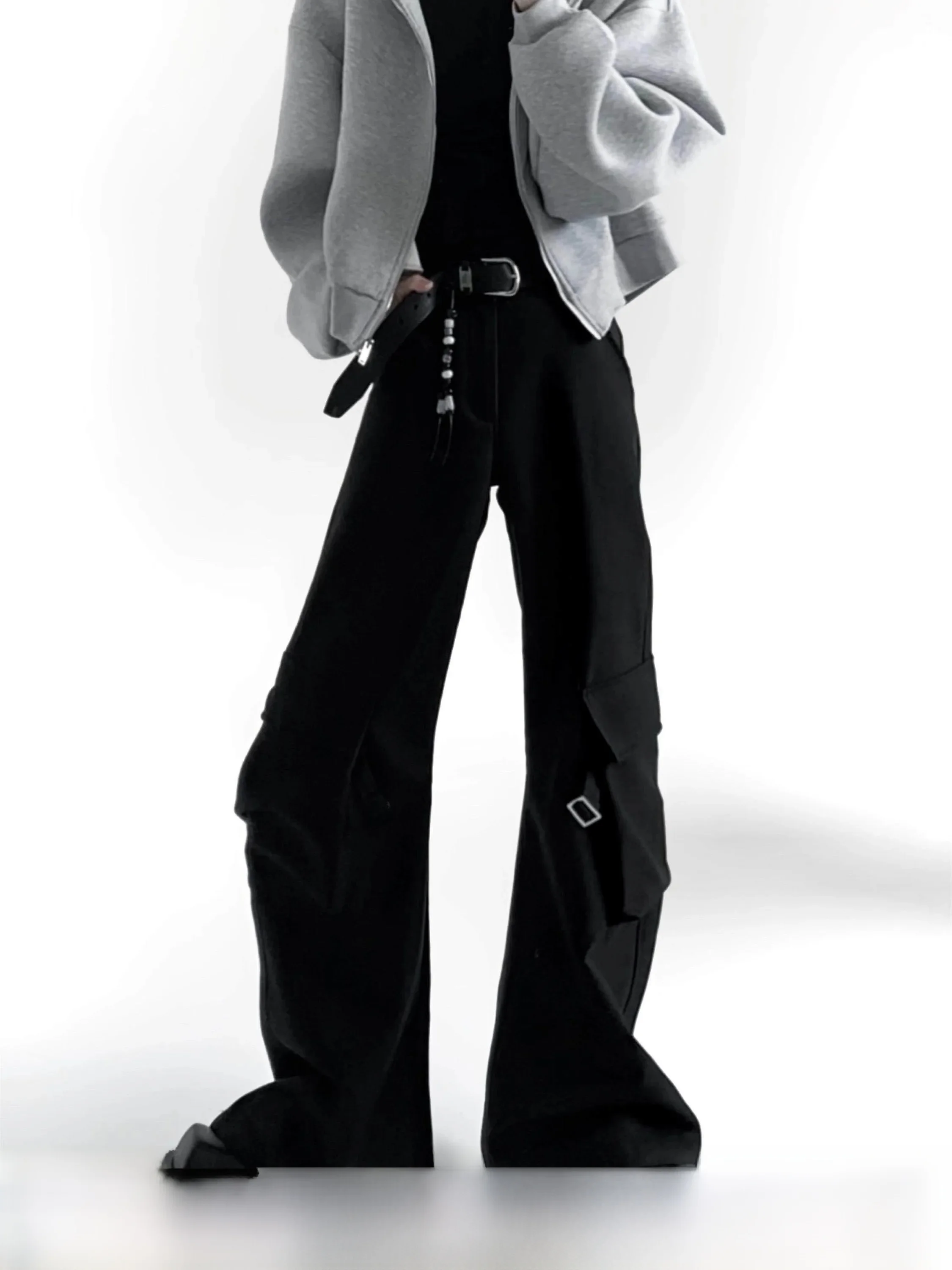 

Cleanfit High Waist Men's Casual Pants Autumn Mountain Style Bell Bottoms with Large Pockets Drapey Fabric Spring Summer Cool...