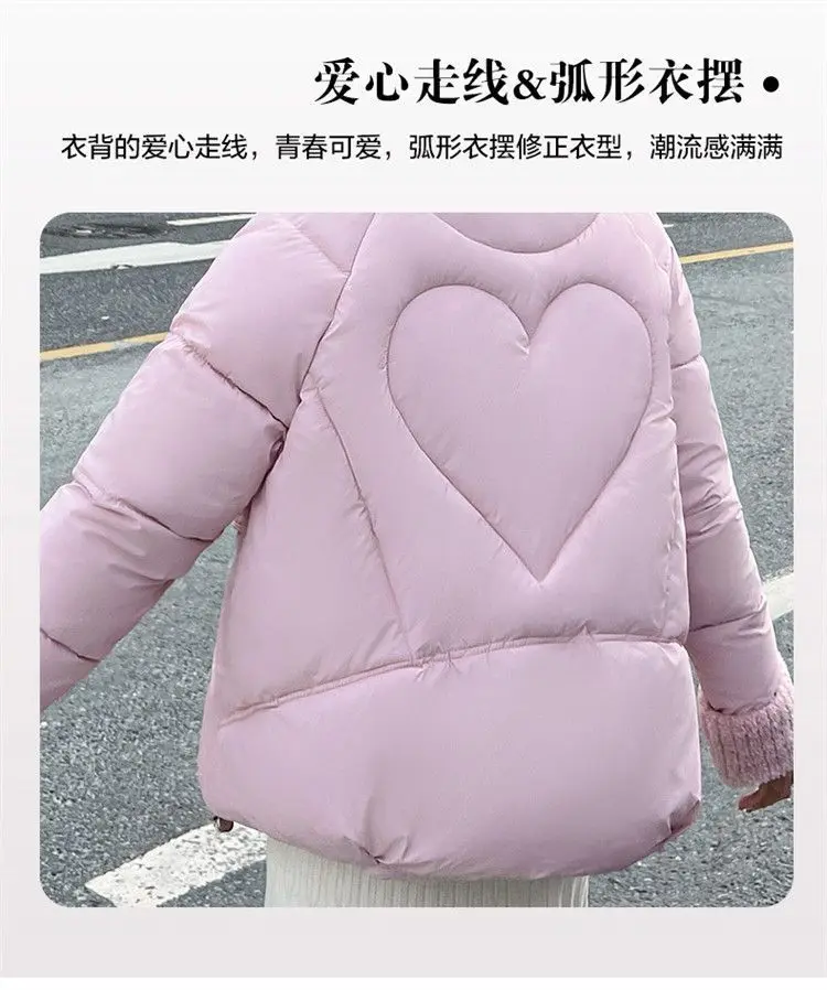 Winter New Korean Loose Collared Cotton Jacket for Women Small Stature Yarn Spliced Bread Short Cotton Trendy Outerwear Parkas