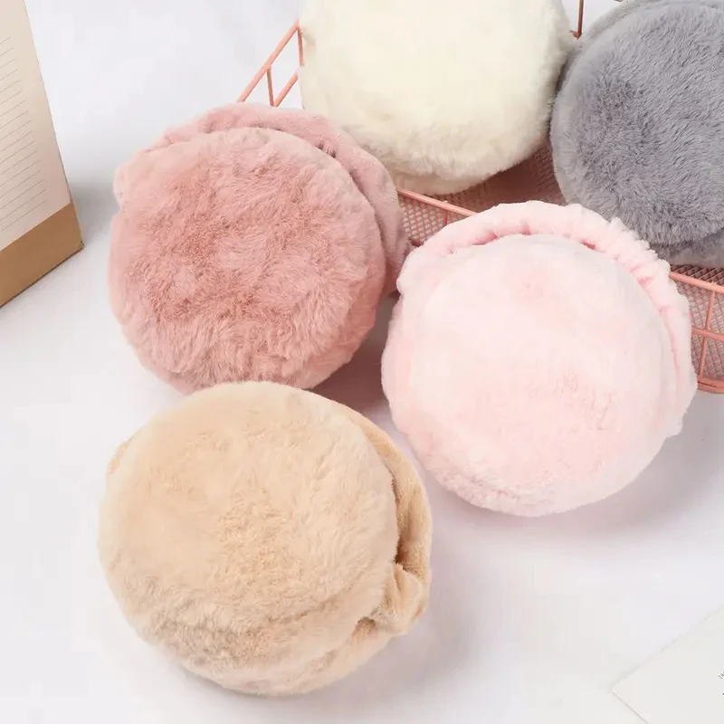 1-2pcs Fashion Autumn Winter Earmuffs Women Men Ear Warmer Plush Solid Color Adjustable Foldable Ear Muffs Earflap Earmuffs