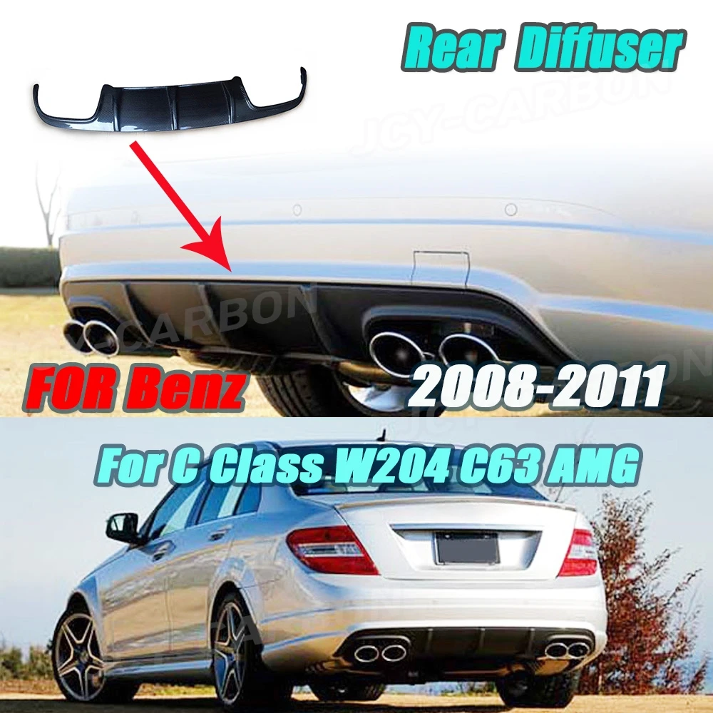 

JCYECF For Mercedes Benz C Class W204 C63 AMG 2008-2011 Carbon Fiber FRP Black Rear Diffuser Bumper Lip Spoiler Body Kits
