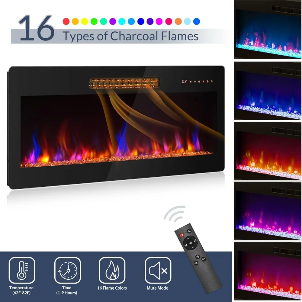 Supporto TV con camino da 70" per TV fino a 80", centro di intrattenimento con luce a LED con stufa elettrica per camino da 36", armadio portaoggetti