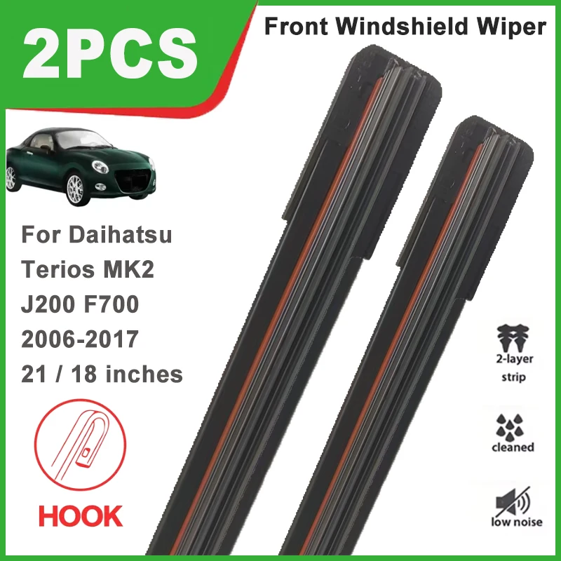 

21"+18" Double Rubber Front Wiper Blades, Windscreen Windshield Replacement Parts For Daihatsu Terios MK2 J200 F700 2006-2017