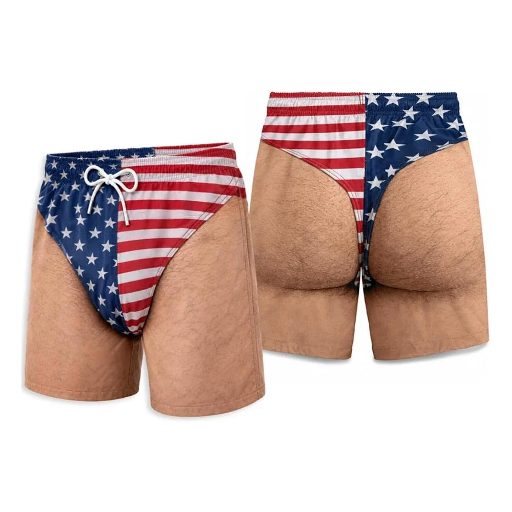 3D-Druck Badehose mit Fake-Po-Muster für Männer, Persönlichkeits-Strandparty-Boardshorts, einzigartige Leopardenmuster-Sommer-Shorts, lustig – Detail 4