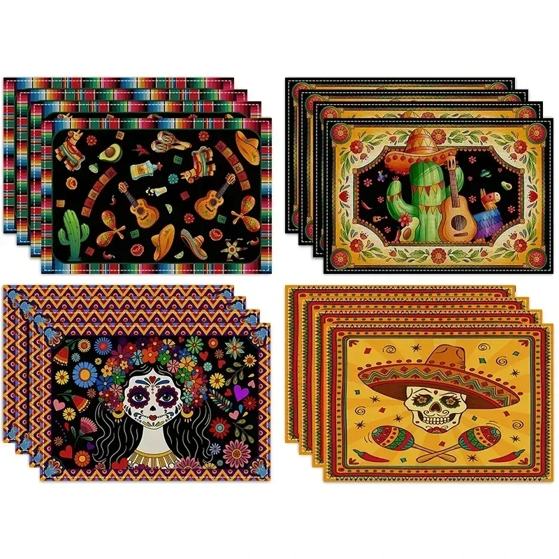 Linen Cinco De Mayo Placemats Mexican Table Mats Kitchen Accessories Cinco De Mayo Holiday Party Table Placemats Decorations