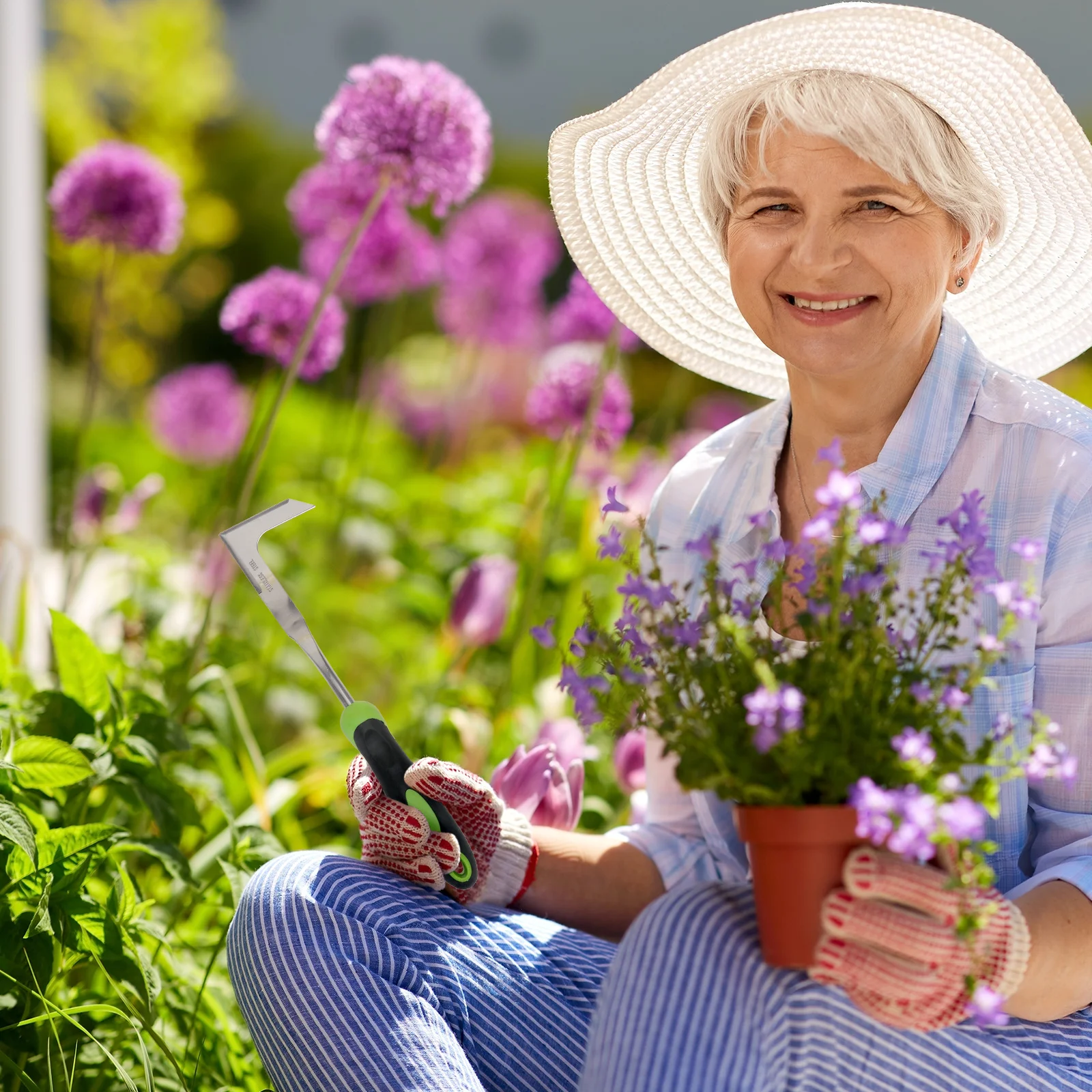 庭の除草ツール 耐久性のあるステンレス鋼 プラスチックハンドル ポータブルパティオ除草機 コケ除去ツール パティオ除草機