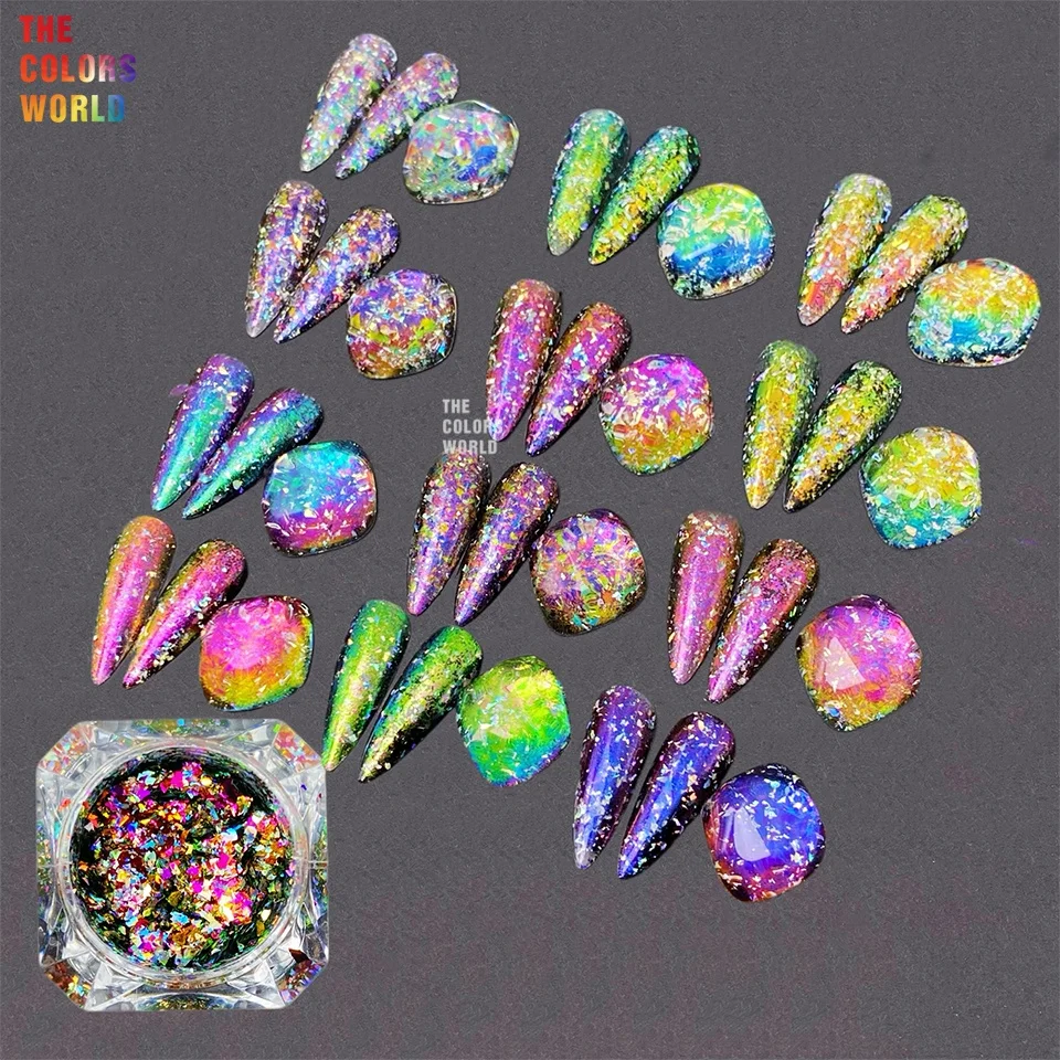 TCT-975 Set di fogli di scaglie di camaleonte olografiche vintage britanniche Set di fogli per nail art che cambiano colore retrò Fiocchi per unghie cromati duochromatici