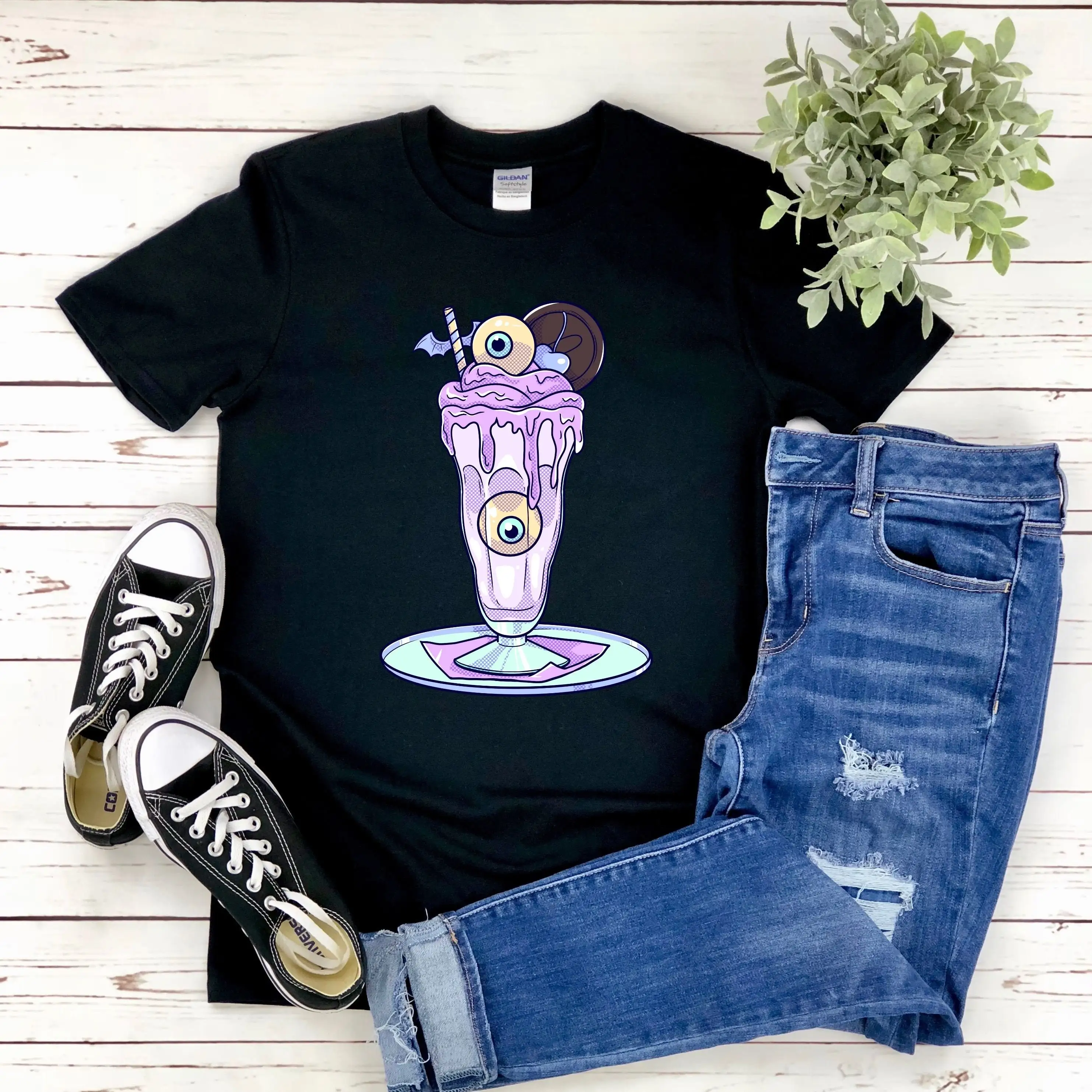 Milkshake Monster Pastel Goth Spooky Creepy Scary Iced Drink Monsters Kawaii Shake T Shirt Sweater