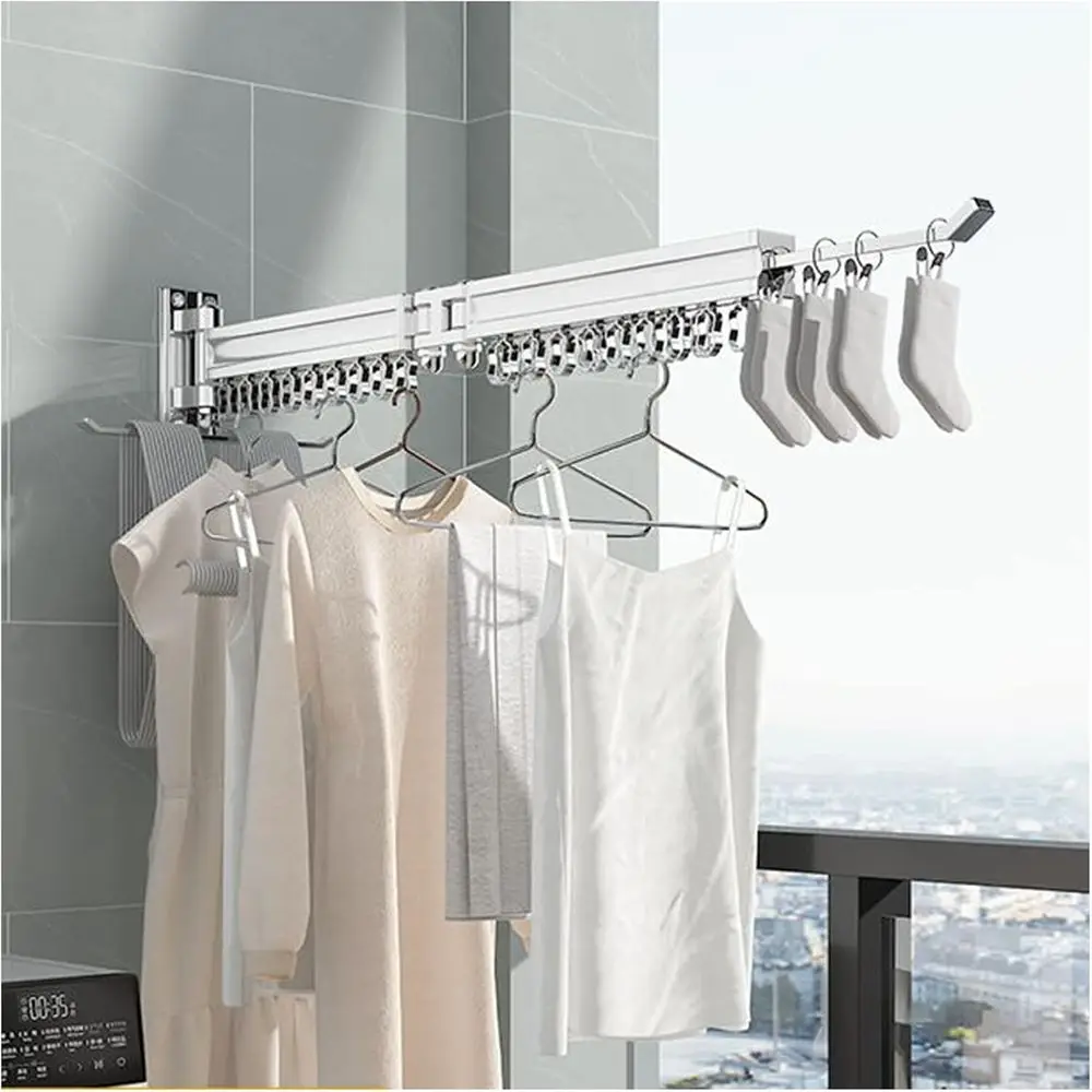 

Компактная выдвижная сушилка для одежды, настенная, для использования в помещении/балконе, 3-секционная черная, 2-секционная серебристая