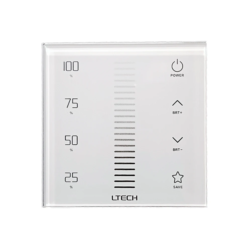 Panel dotykowy z serii E610P Led Dimmer RF bezprzewodowe sterowanie LTECH 0-10V pokrętło obrotowe białe 100-240V ściemniacz ścienny