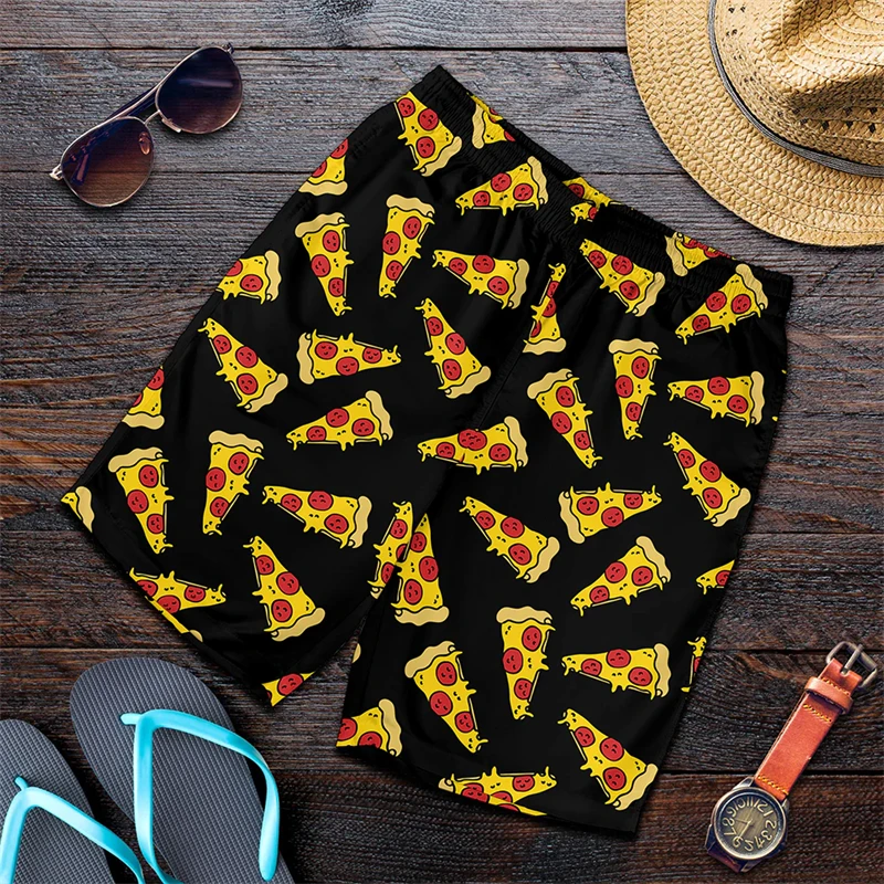 Summer Clothing Fabric - Zabawny wzór pizzy Szorty plażowe Mężczyźni