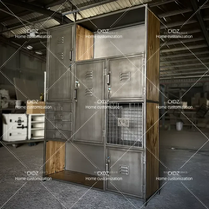 American retro bookcase file cabinet locker creative bar cafe wrought iron industrial wind cabinet iron cabinet customization