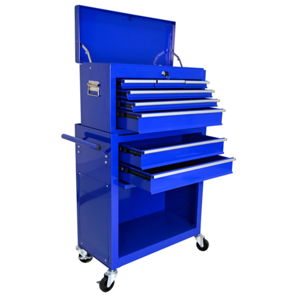 

Blue High-Capacity Rolling Toolbox with Wheels & 8 Drawers | Portable Tool Storage Cabinet for Workshop & Utility Room