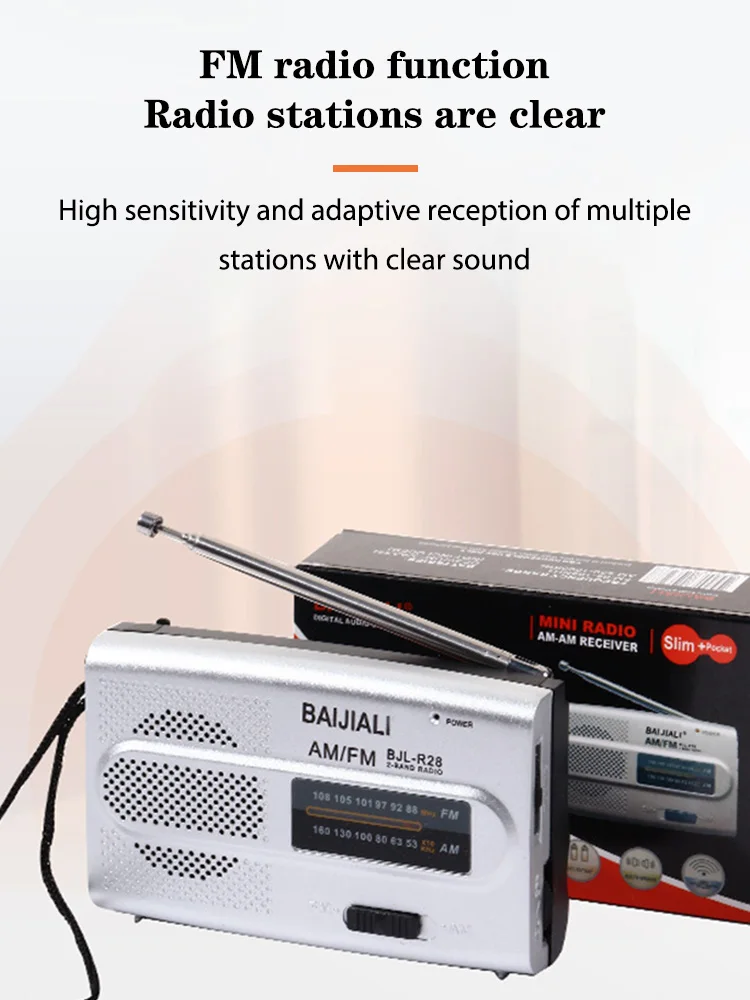 Digital Retro Radios Memory Function Handheld Short/Long Wave Radio Devices Manual Channel Search Battery Powered for Old People