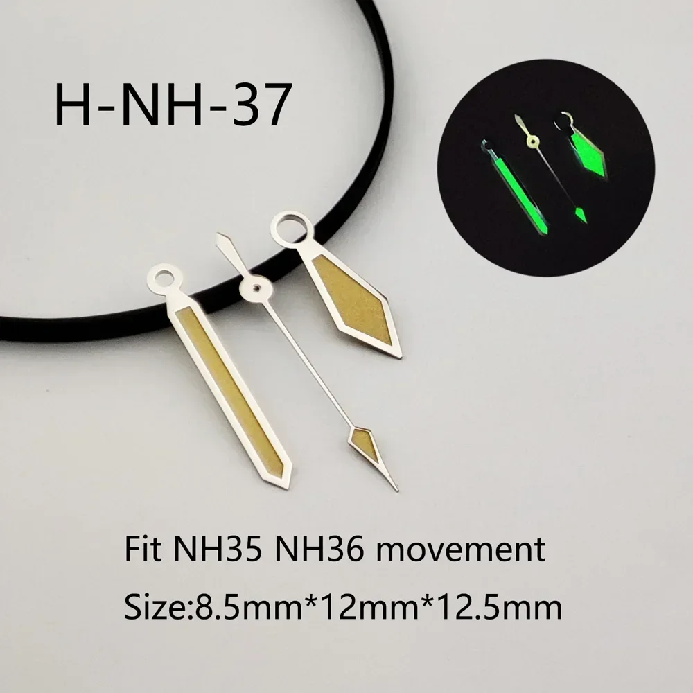 NH35 Lancette Puntatore Ago SUB/SKX007 Lancette dell'orologio Accessori per orologi luminosi verdi adatti per lancette dei secondi Nh35 Movimento Nh36