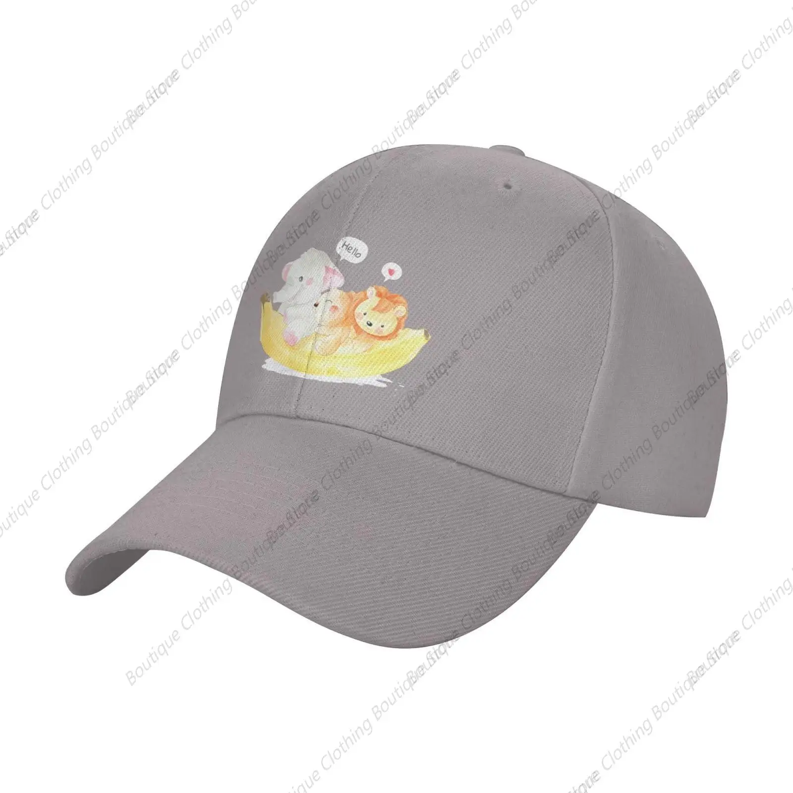 

Cute Animals Friendship with Banana Trucker Baseball Cap for Men Women Golf Hats Adjustable Dad Hat Gray