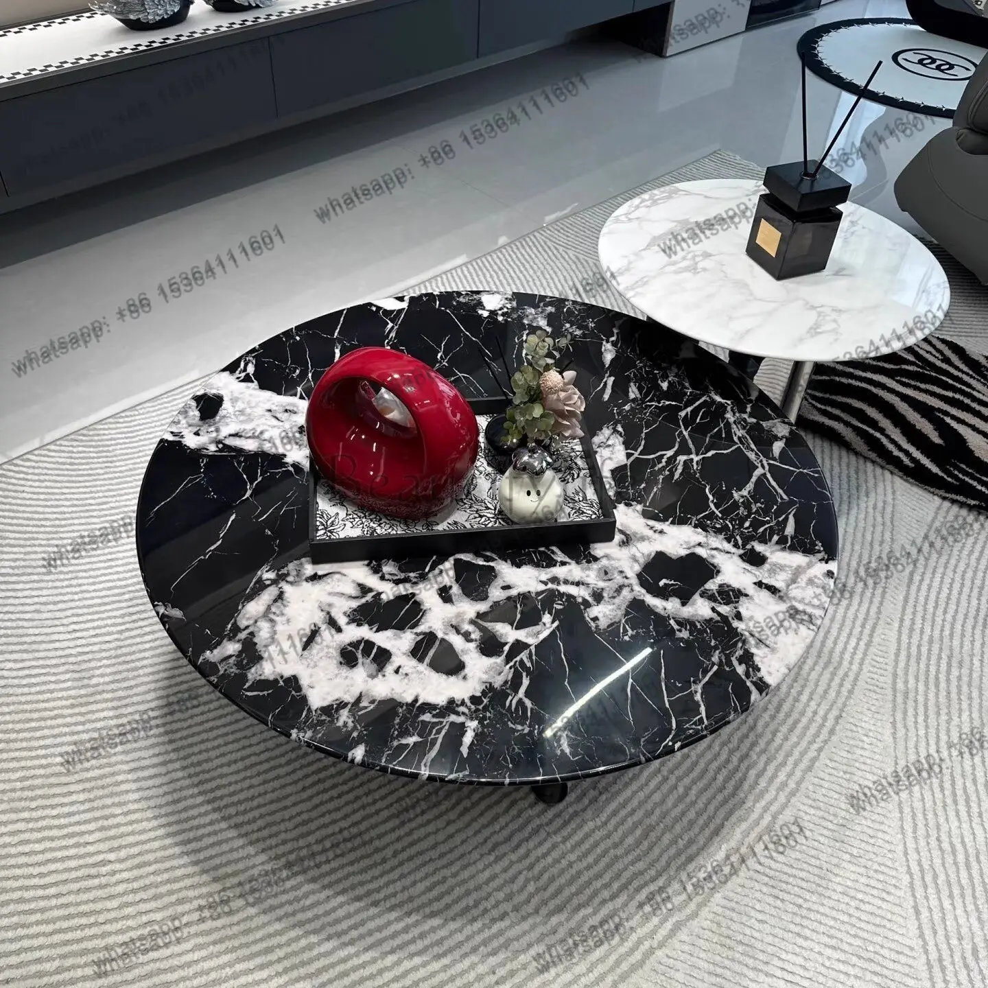 

CJNatural Marble Coffee Table Light Luxury High-end Italian Living Room Home