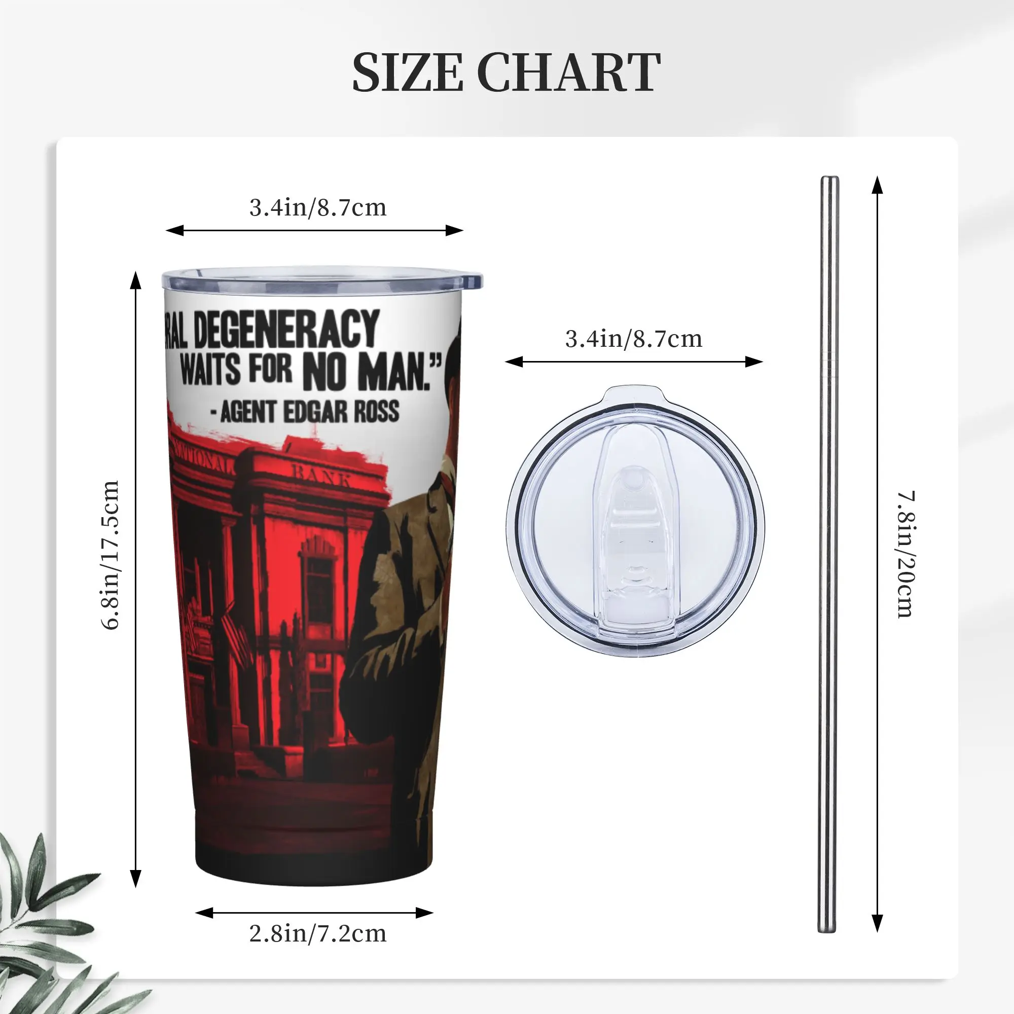 وكيل إدغار روس RDR لعبة بهلوان زجاجة ماء بارد وساخن معزولة من الفولاذ المقاوم للصدأ كوب قهوة جرافيك للسفر كوب أكواب