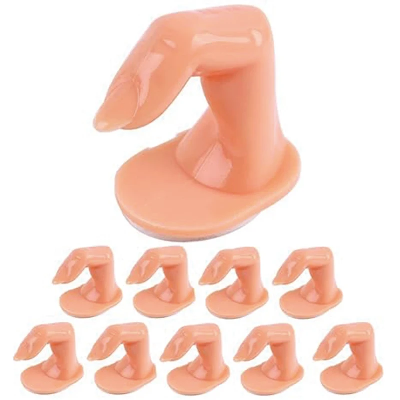 10pcs Nail Technician Practice Fake Fingers, Reusable Silicone Finger Models, Essential Manicure Tool for Beginners, Nail Polish