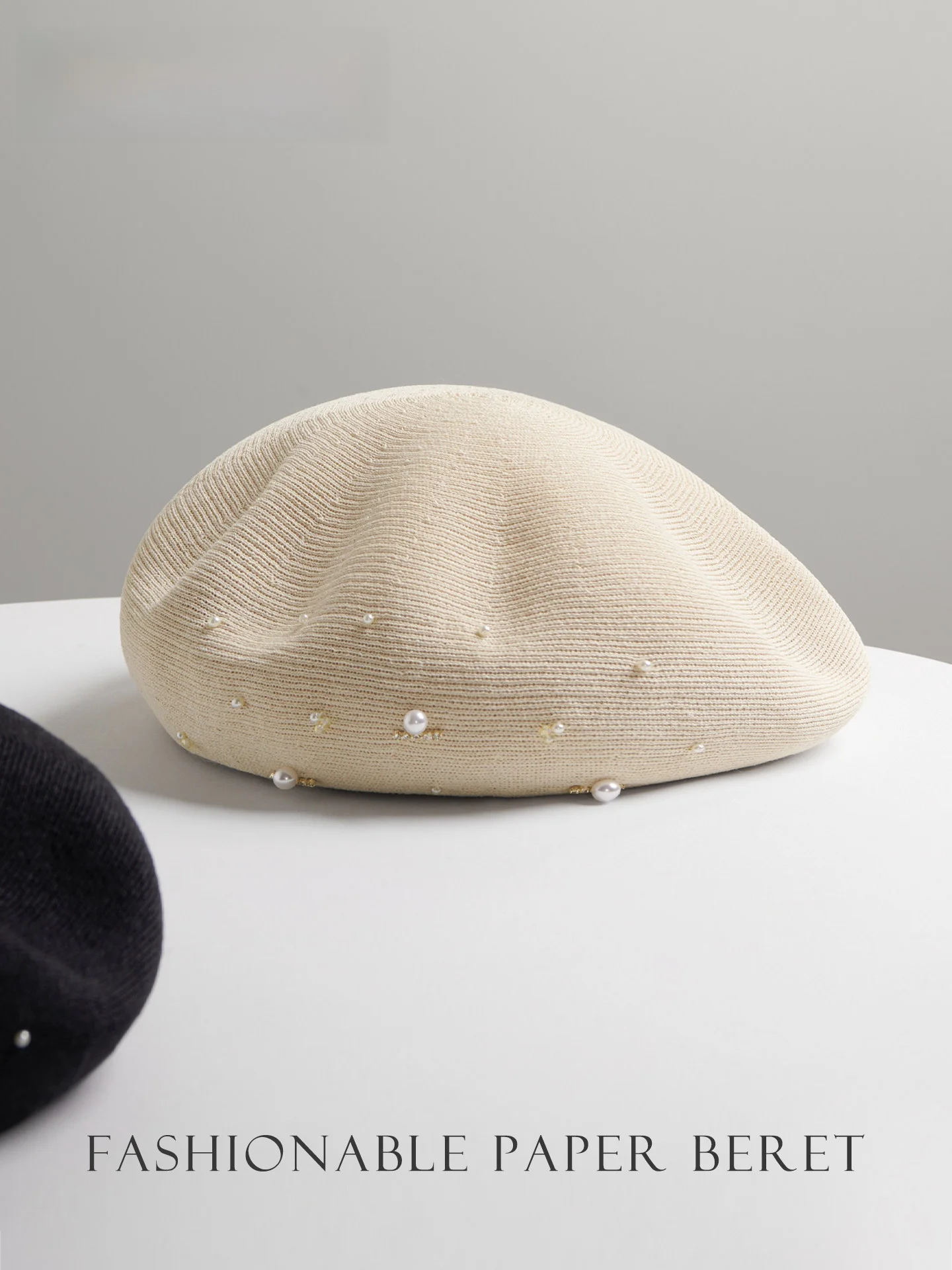 pearl-weave-paper-beret-hat-women-spring-summer-versatile-sweet-bud-hat-traveling-op-breathable-painter-hat