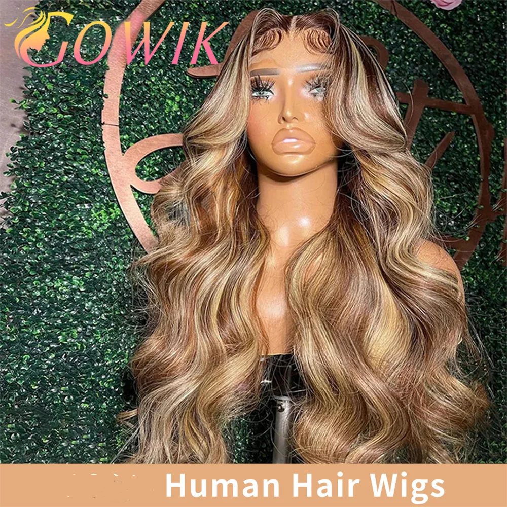 

30 40-дюймовый Highlight Ombre Body Wave 13x6 Hd Кружевной фронтальный парик Человеческие волосы 13x4 Highlight Прозрачный парик фронта шнурка для женщин ﻿ ﻿