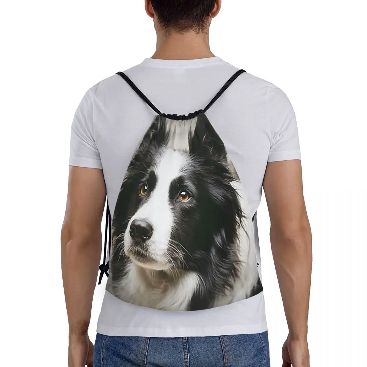 

Working Border Collie Backpacks Casual Portable Drawstring Bags Shoes Bag Book Bags For Man Woman School