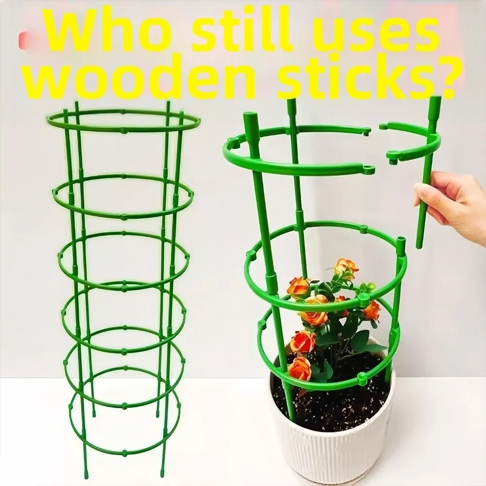10Layers Plant Support Pile Prevent Lodging Stackable Climbing Vines Stake Keep Plants Upright Reusable Tomato Cages Trellis