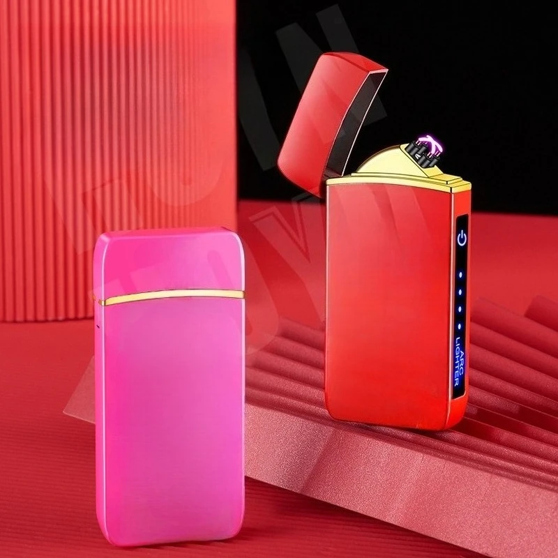 Hot Electric Windproof Metal Lighter Double Arc Flameless Plasma Rechargeable USB Lighter LED Power Display Touch Sensor Lighter - Image 2