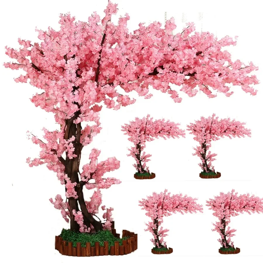 Multi-layer light pink simulated cherry blossom tree large fake tree wedding custom pink peach blossom tree