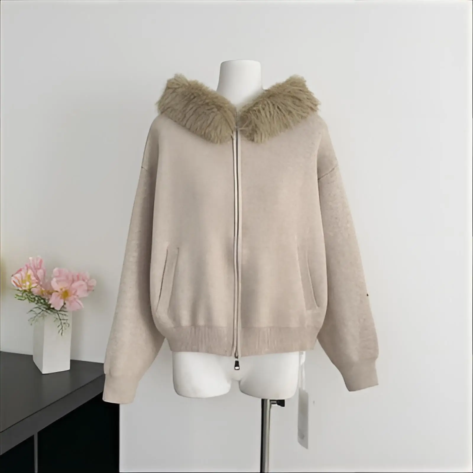 

Cardigans Rainbow Sweaters Womens Winter Long-Sleeve Trendy Open-Front Thermal High-End Wool-Feel Hotsweet Collared Slim-Fit Y2K