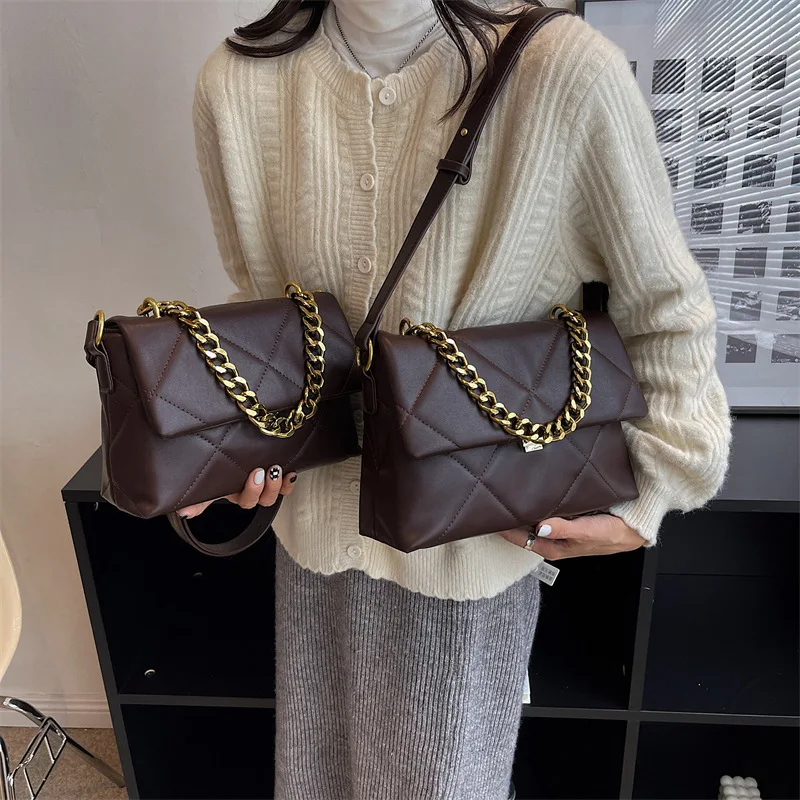 Vintage Chain Shoulder Crosbody Bag for Women Trendy Designer Handbag and Purses 2023 New Casual Totes Ladies Messenger Bags