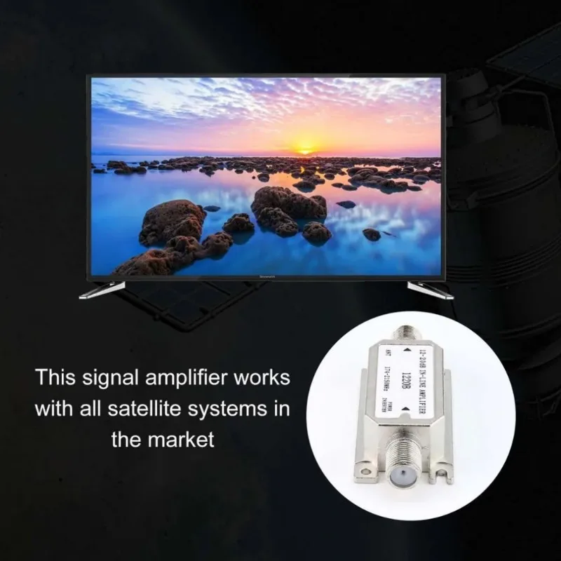 12-20db Satellite Amplifier 174-2150MHZ Signal Booster for Antenna Cable Run Channel Strength