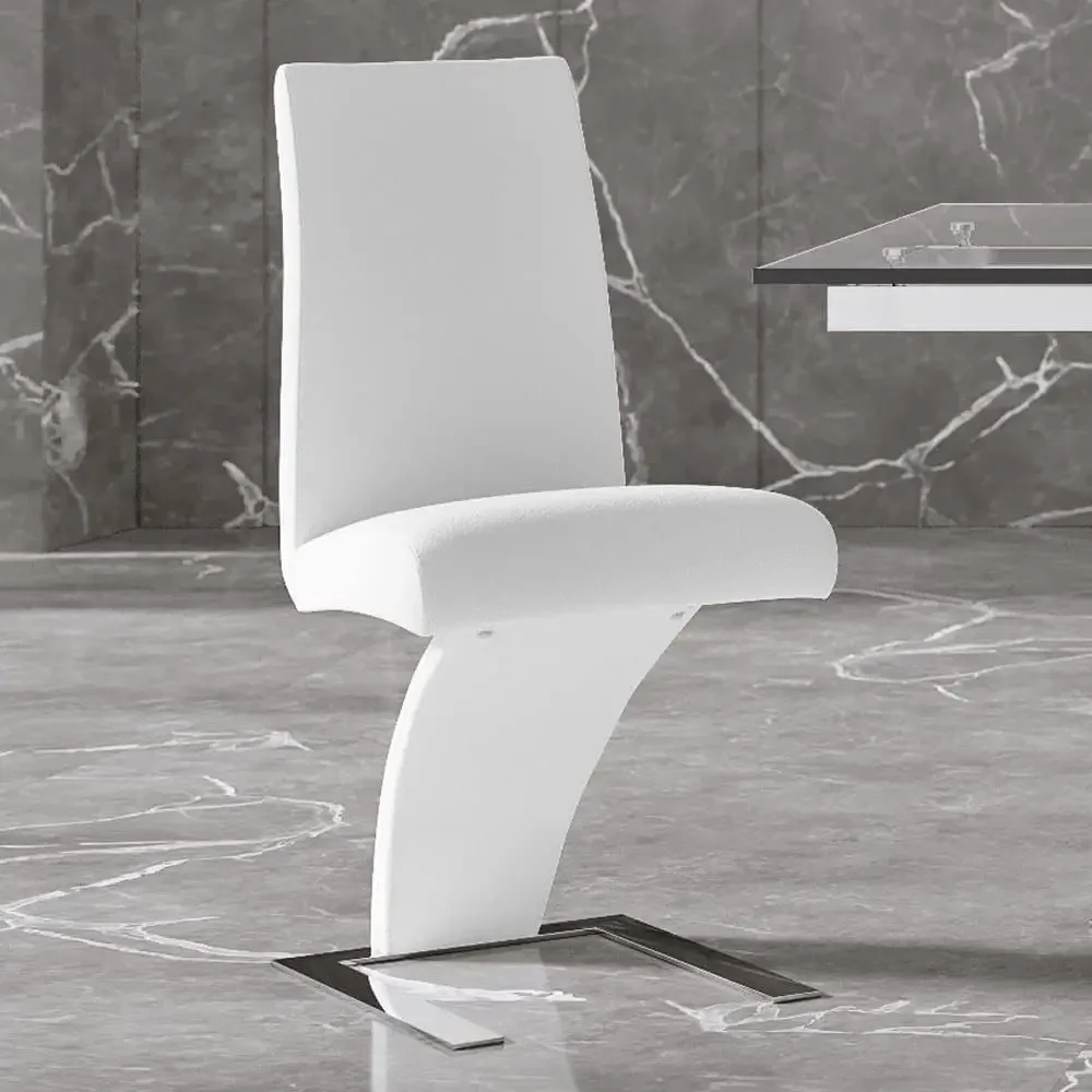 Muebles Silla de comedor moderna Mesa en polipiel blanca y acero inoxidable