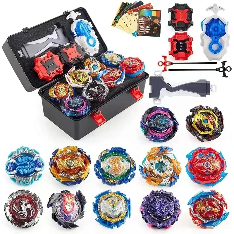 Beyblades Burst Battling Gyros , 3 Two-Way Launchers, Zest Achilles Valkyrie with Portable Box Blade pro Series Set for