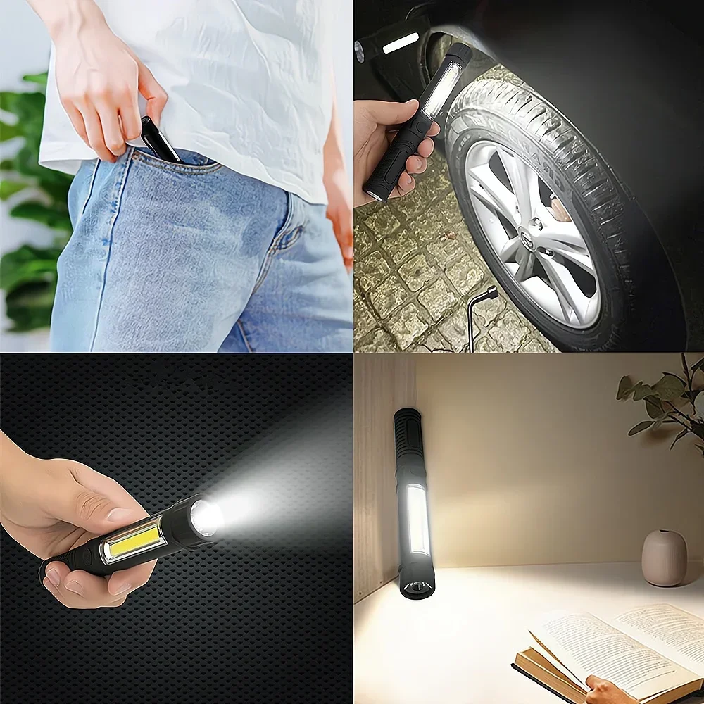 Mini Pen Zaklamp Multifunctionele Led Lamp Draagbare Nachtwerklampen Inspectie Magnetische Basis Waterdicht Gebruikt Kamperen Fietsen