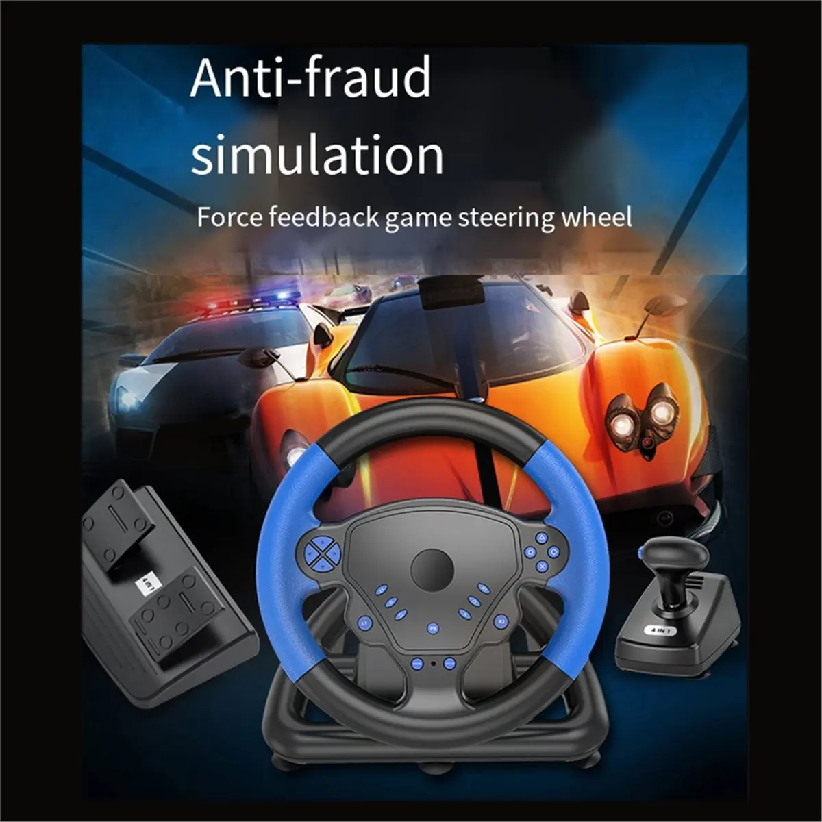 CH◆☆§For Game Steering Wheel Racing Game Steering Wheel 4-in-1 Steering Wheel Supports for PC/Android/~HOT SALE