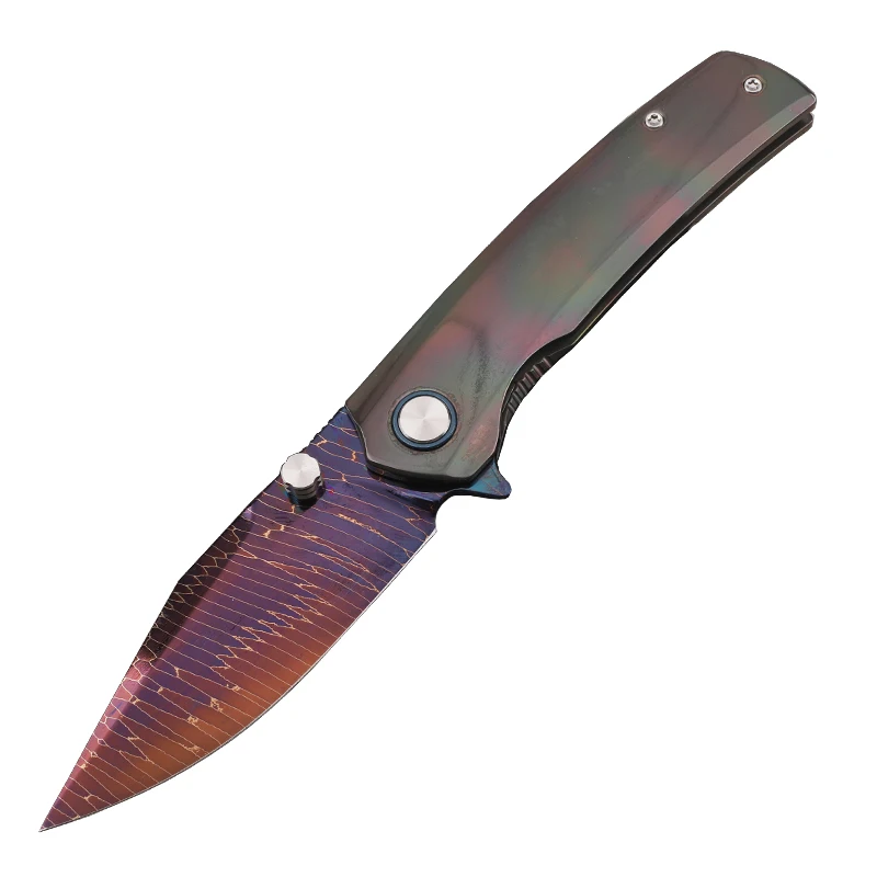 

High carbon steel+dragon scale pattern blade, all zirconium alloy handle, camping fruit collection EDC outdoor tool knife