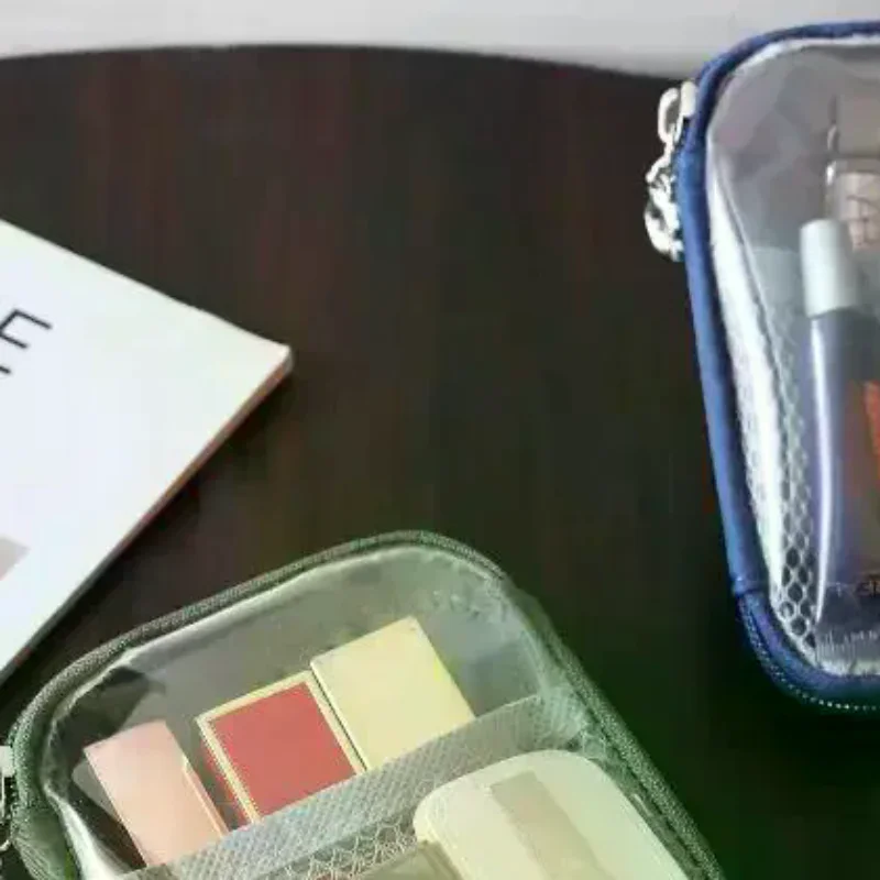 1 piece of PVC transparent storage bag, headphone data cable, multifunctional hard shell storage bag, waterproof toiletry bag