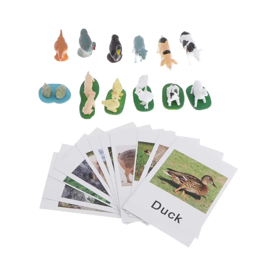 Animals Match Cards, Cognitive Flash Card Animal Figurines, Infant Preschoolers Learning Educational Toys