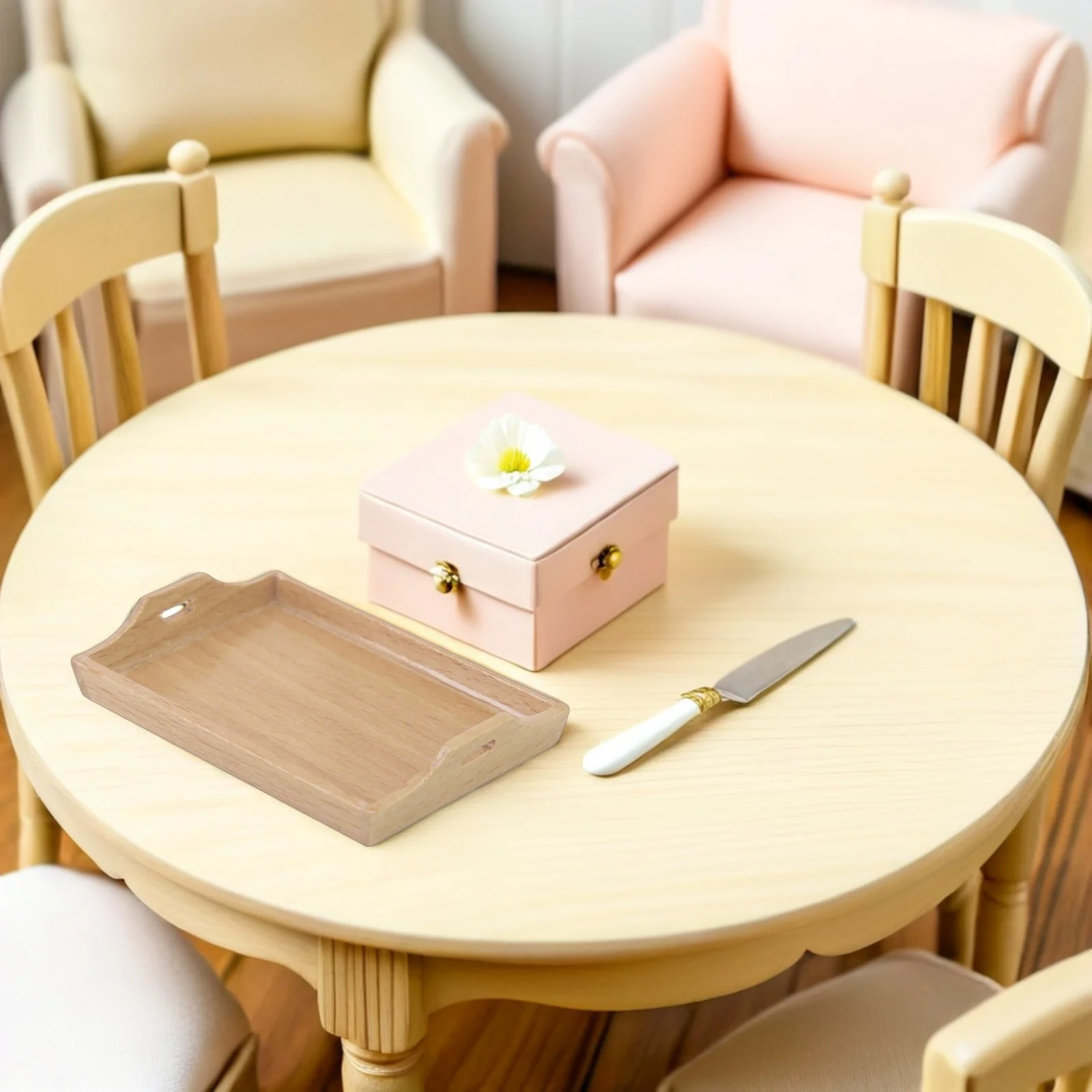 

3pcs Miniature Kitchen Dollhouse Mini Food Tray Baking Storage Serving Plate Dining Props Stable Easy
