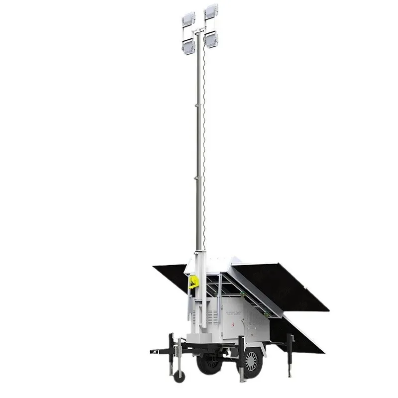 Solar trailer mobile lighting 4G deployment control temporary monitoring depot lifting solar mobile lighting lighthouse