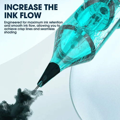 Imagen 2 del producto Agujas de cartucho de tatuaje INKin Vitex, agujas de tatuaje desechables, revestimiento redondo MC/RM RS M1, membrana de seguridad para pluma de máquina de tatuaje