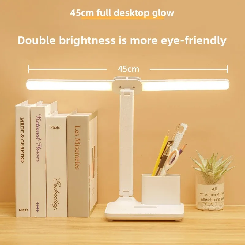 

student children's dormitory reading bedside light Double-head dimming folding and charging dual-purpose LED night light