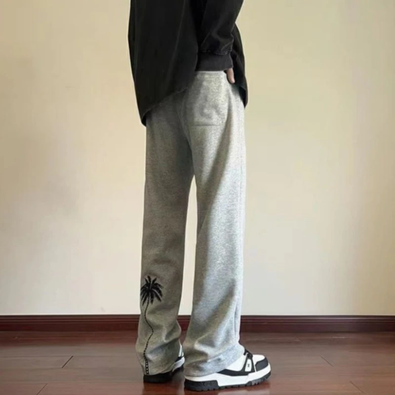 

Men’s Heavyweight Spring Joggers Casual Loose with Nature Embroidery Japanese Relaxed Style Soft Draping Fabric for Daily Wear